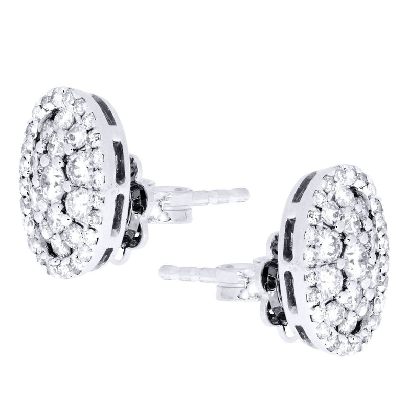 Stud Diamond Earrings For Men Illusion Set | 14K White Gold | 0.99 Carats