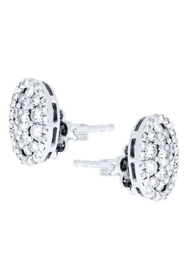Stud Diamond Earrings For Men Illusion Set | 14K White Gold | 0.99 Carats