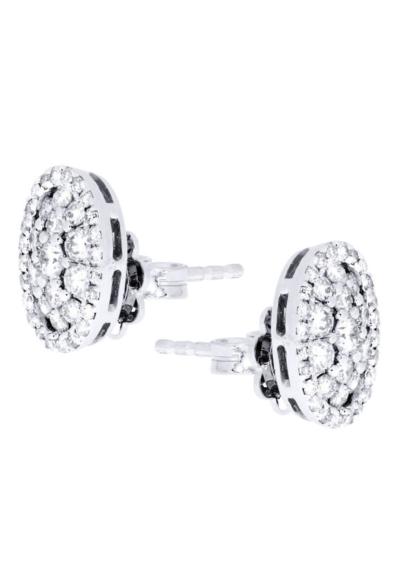 Stud Diamond Earrings For Men Illusion Set | 14K White Gold | 0.99 Carats