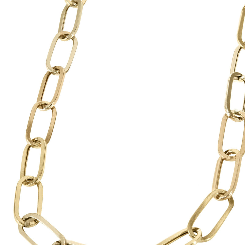 Semi Solid  Paper Clip Yellow Gold Chain 10K & 14K