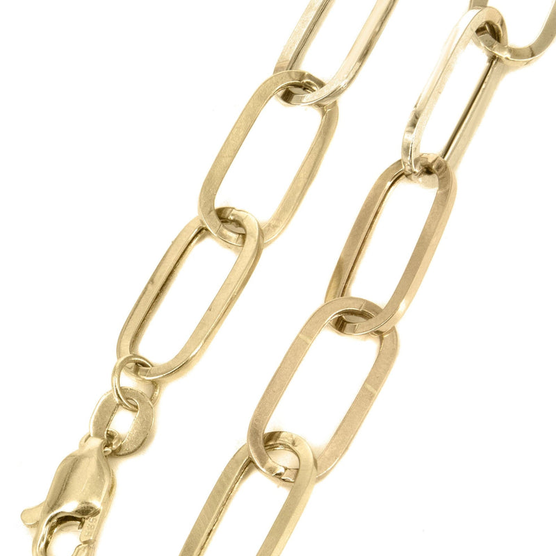 Semi Solid  Paper Clip Yellow Gold Chain 10K & 14K