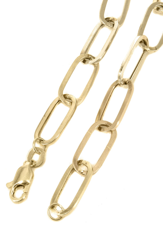 Solid Paper Clip Yellow Gold Chain 10K & 14K