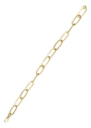 Semi Solid  Paper Clip Yellow Gold Bracelet 10K & 14K