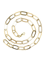 Solid Paper Clip Yellow Gold Chain 10K & 14K