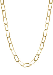 Semi Solid  Paper Clip Yellow Gold Chain 10K & 14K