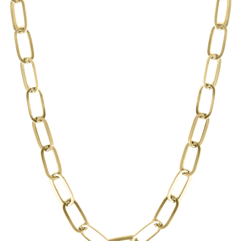 Solid Paper Clip Yellow Gold Chain 10K & 14K