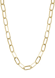 Solid Paper Clip Yellow Gold Chain 10K & 14K