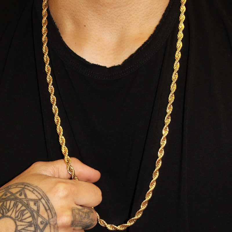 Gold Plated Mens Chain Solid Rope