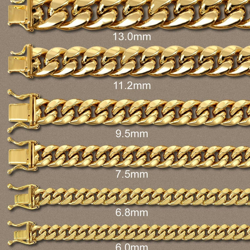 Mens Semi Solid  Miami Cuban Link Chain 10K Gold