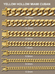Mens Semi Solid  Miami Cuban Link Chain 10K Gold