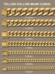 Gold Chain - Womens Semi Solid  Miami Cuban Link Chain 10K/14K Gold