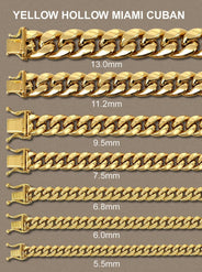 Semi Solid  Womens Miami Cuban Link Bracelet 10K/14K Yellow Gold
