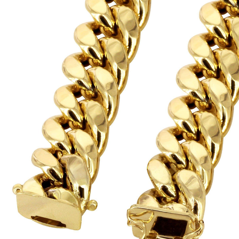 Gold Chain - Womens Semi Solid  Miami Cuban Link Chain 10K Gold