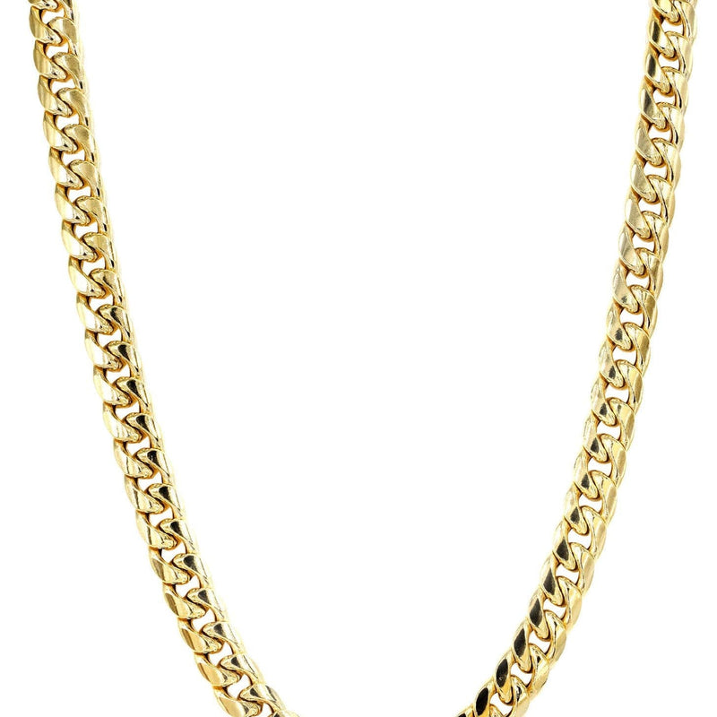 Semi Solid  Yellow Miami Cuban Link Chain 14K Gold