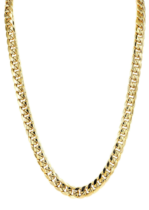 Semi Solid  Yellow Miami Cuban Link Chain 14K Gold