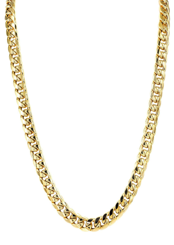 Semi Solid  Yellow Miami Cuban Link Chain 14K Gold