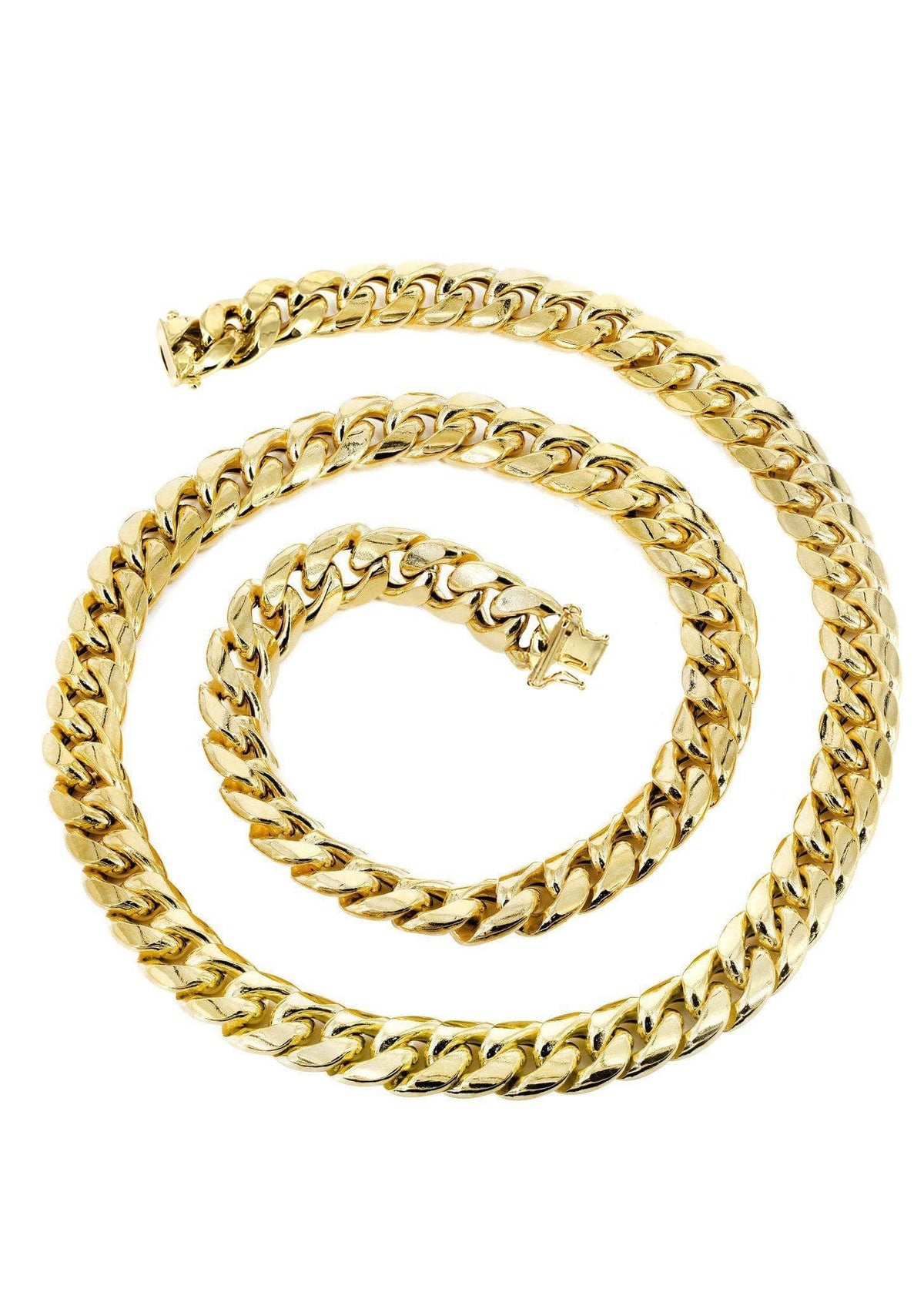 Mens Semi Solid  Miami Cuban Link Chain 10K Gold