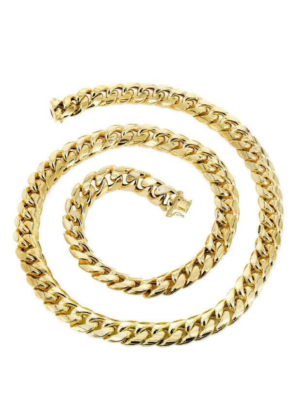 Gold Chain - Womens Semi Solid  Miami Cuban Link Chain 10K Gold