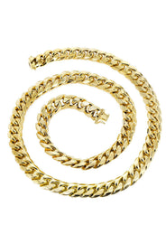 Semi Solid  Yellow Miami Cuban Link Chain 14K Gold
