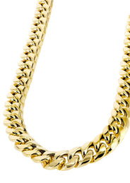Gold Chain - Womens Semi Solid  Miami Cuban Link Chain 10K Gold
