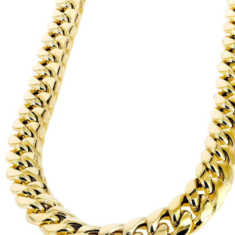 Womens 14K Gold Chain - Semi Solid  Yellow Miami Cuban Link Chain