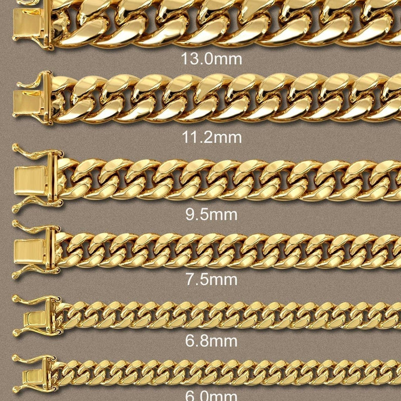 Semi Solid  Mens Miami Cuban Link Bracelet 10K/14K Yellow Gold
