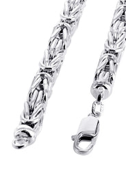 White Gold Chain - Mens Semi Solid Italian Byzantine Chain 10K/14K Gold