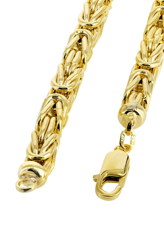 Womens 14K Gold Chain - Semi Solid  Byzantine Chain