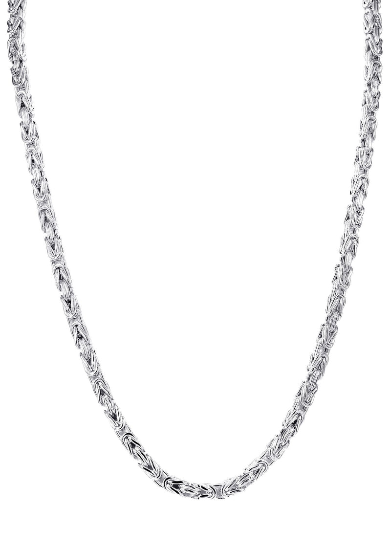 White Gold Chain - Womens Italian Byzantine Chain 10k Gold