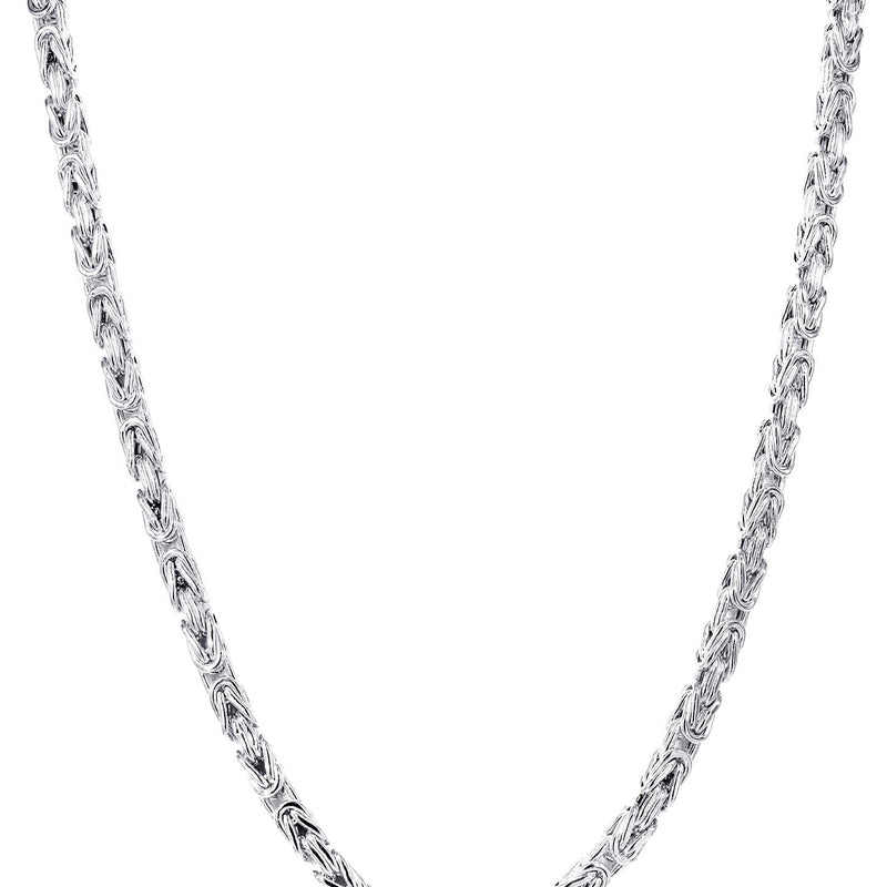 White Gold Chain - Mens Semi Solid Italian Byzantine Chain 10K/14K Gold