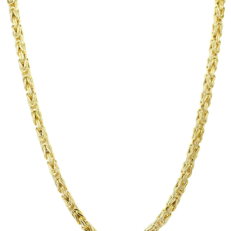 Gold Chain - Mens Semi Solid Italian Byzantine Chain 10K/14K Gold