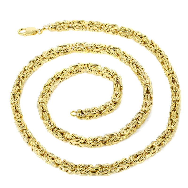 Gold Chain - Mens Semi Solid Italian Byzantine Chain 10K/14K Gold