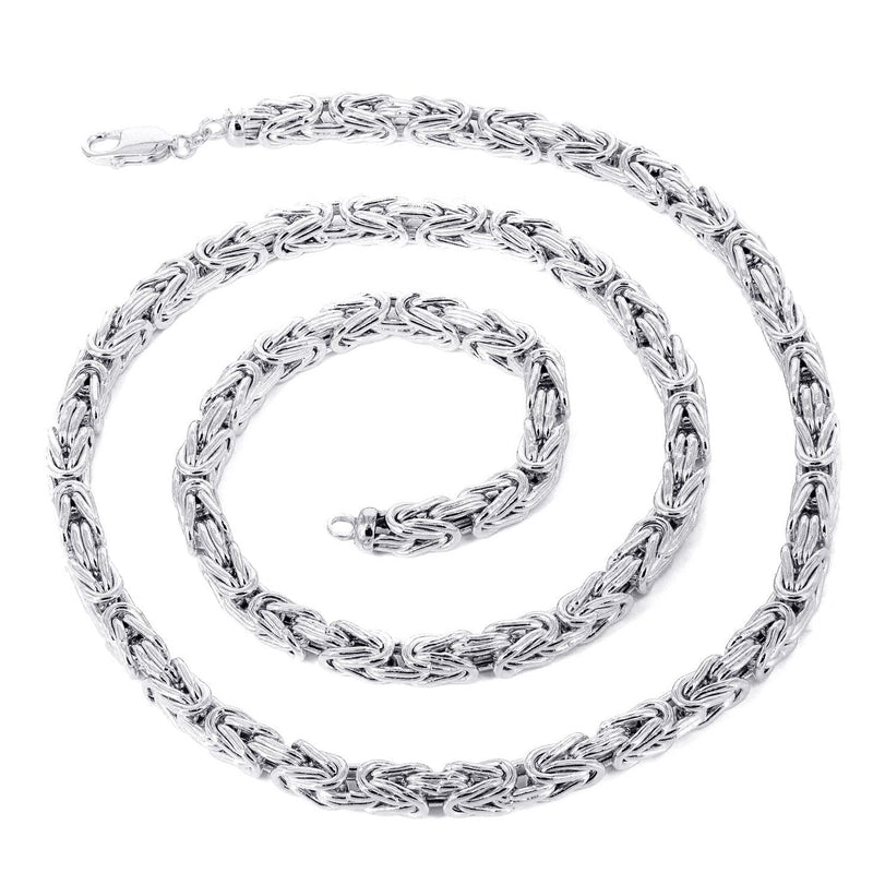 White Gold Chain - Mens Semi Solid Italian Byzantine Chain 10K/14K Gold