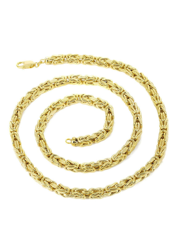 Womens 14K Gold Chain -Solid Byzantine Chain