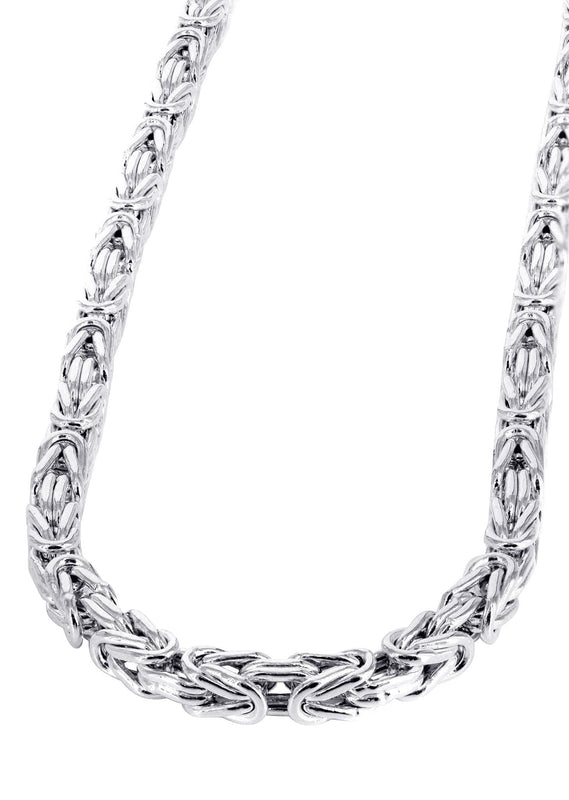 White Gold Chain - Womens Italian Byzantine Chain 10k Gold
