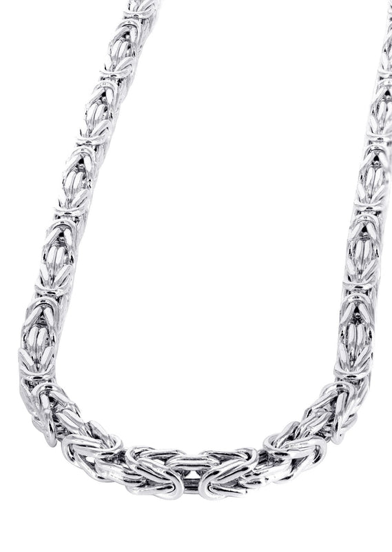 White Gold Chain - Womens Italian Byzantine Chain 10K/14K Gold