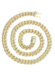 Silver Chain -  Gold Baguette Iced Out Miami Cuban Link Chain