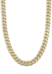 Silver Chain -  Gold Double Row Iced Out Miami Cuban Link Chain