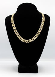 Silver Chain -  Gold Double Row Iced Out Miami Cuban Link Chain