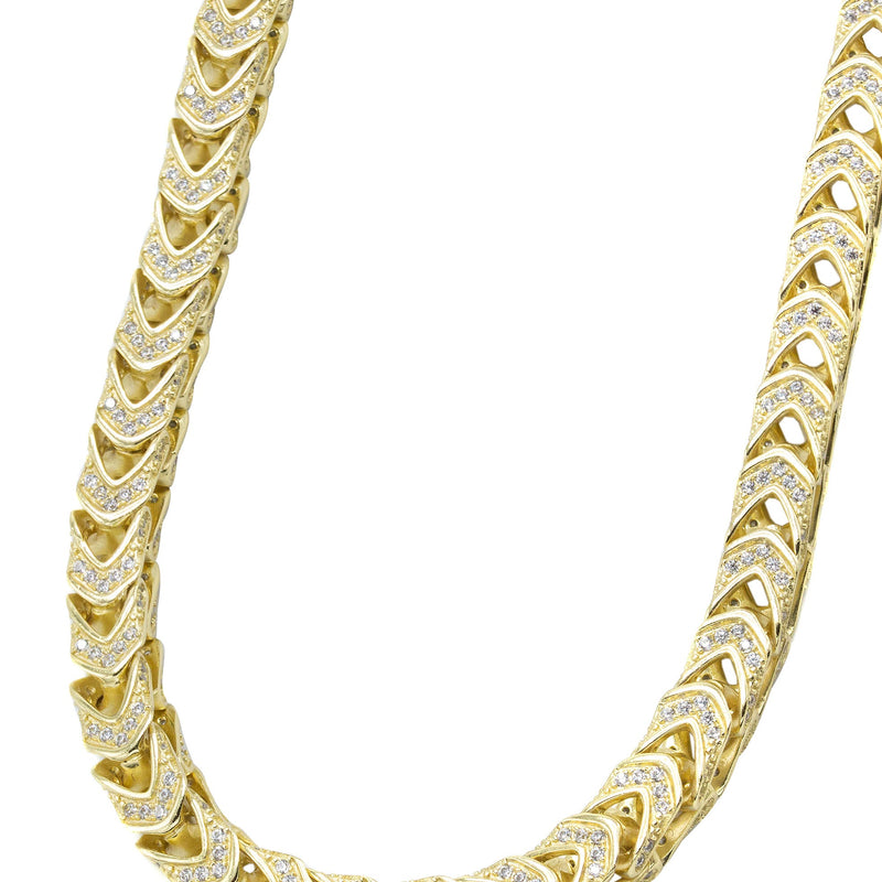 Silver Chain -  Gold Iced Out Franco Chain