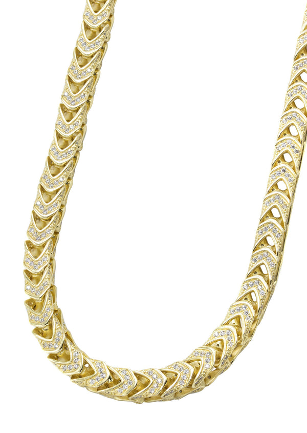 Silver Chain -  Gold Iced Out Franco Chain