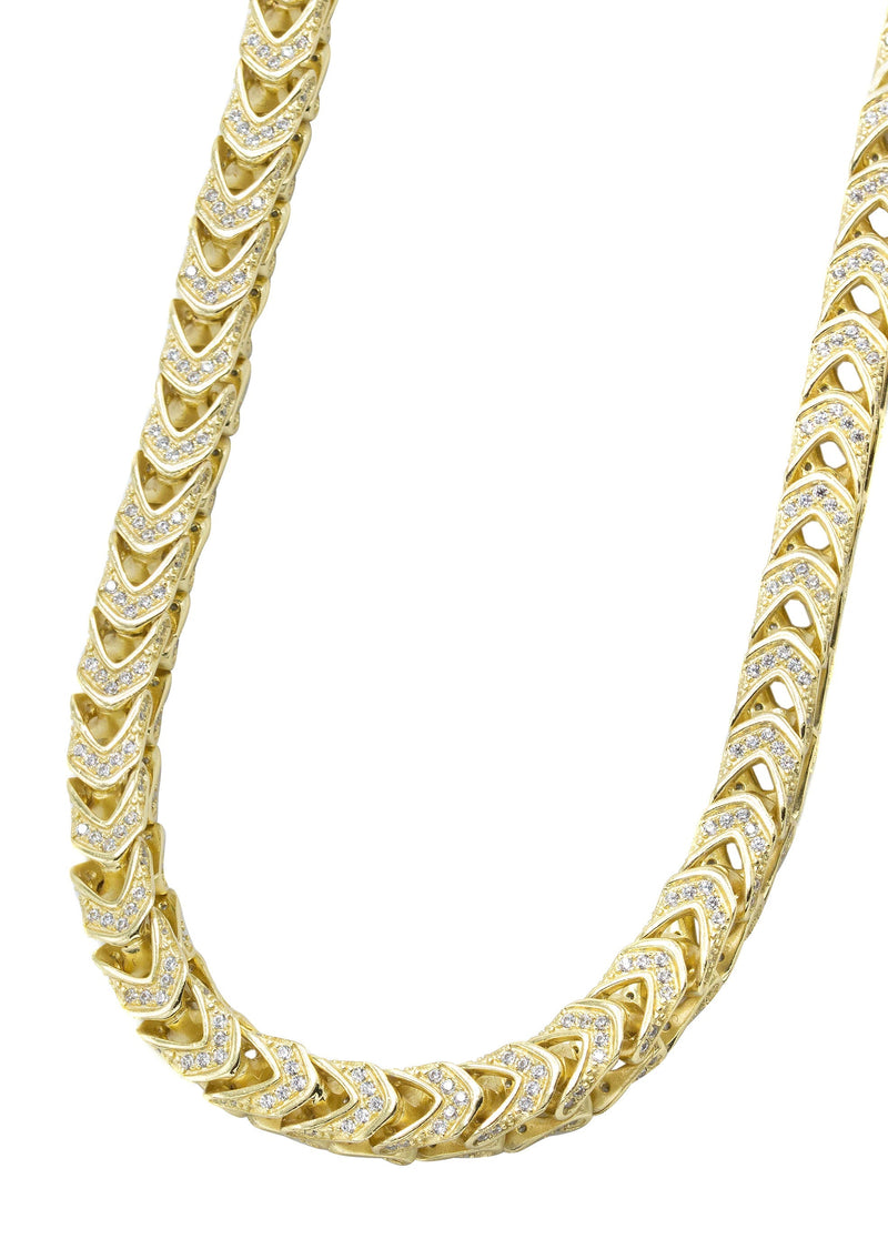 Silver Chain -  Gold Iced Out Franco Chain