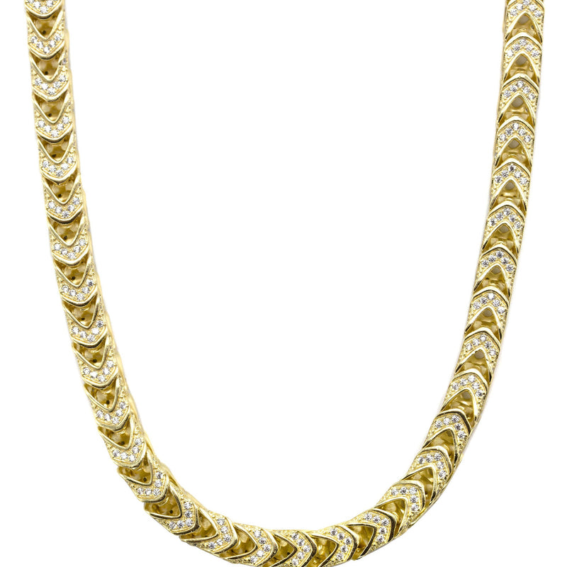 Silver Chain -  Gold Iced Out Franco Chain
