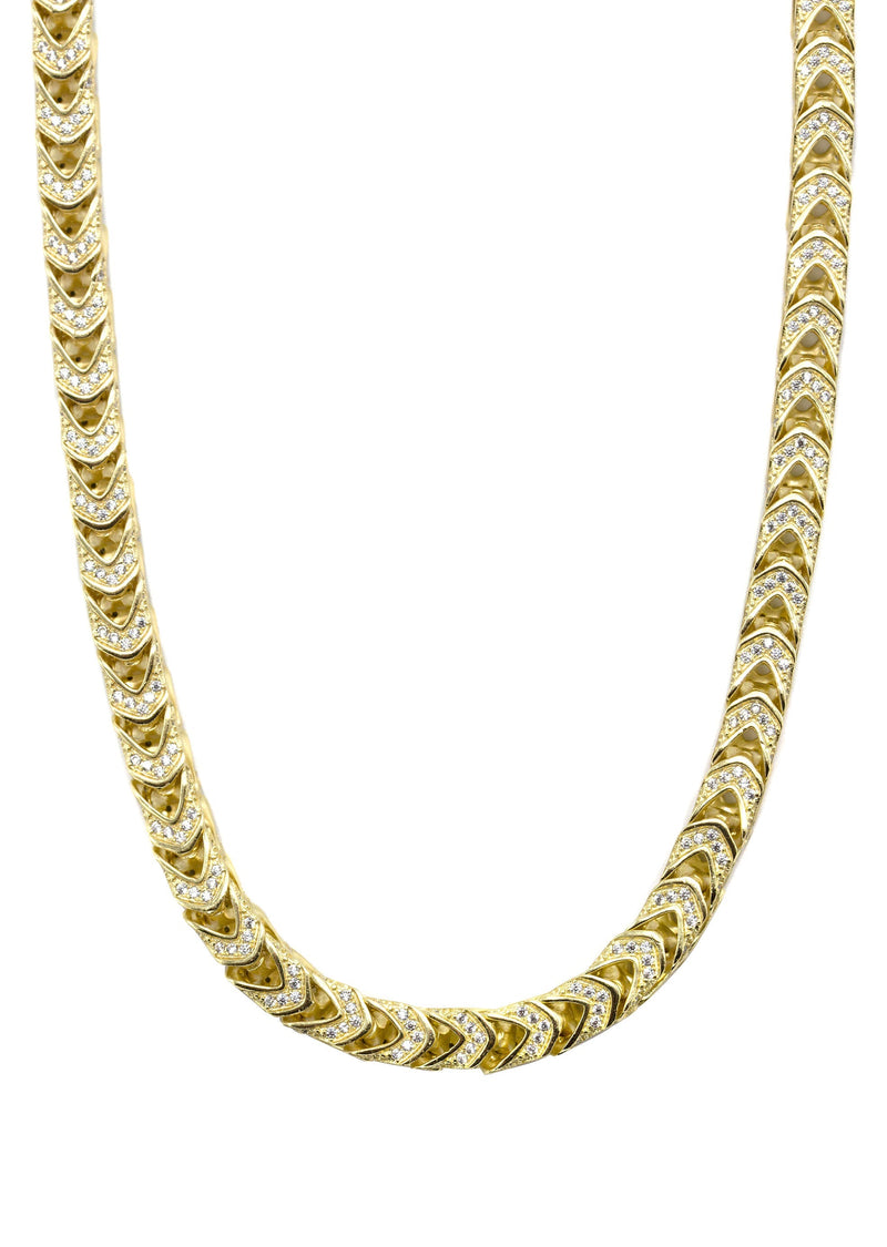 Silver Chain -  Gold Iced Out Franco Chain