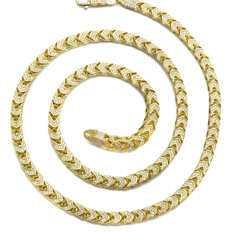 Silver Chain -  Gold Iced Out Franco Chain
