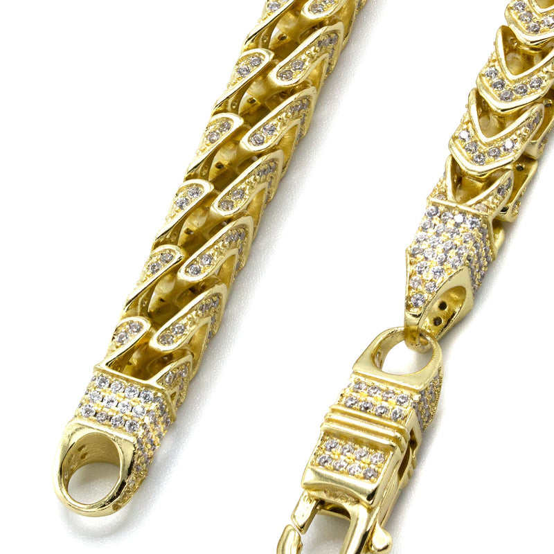 Silver Chain -  Gold Iced Out Franco Chain