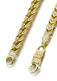 Silver Chain -  Gold Iced Out Franco Chain