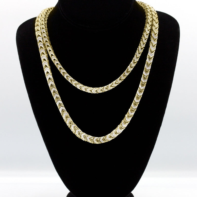 Silver Chain -  Gold Iced Out Franco Chain