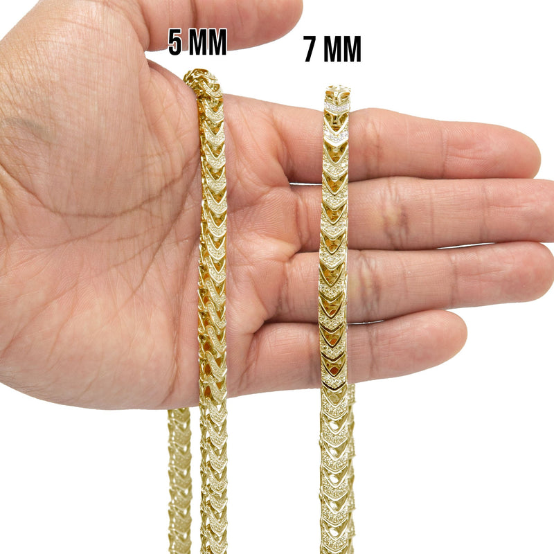 Silver Chain -  Gold Iced Out Franco Chain