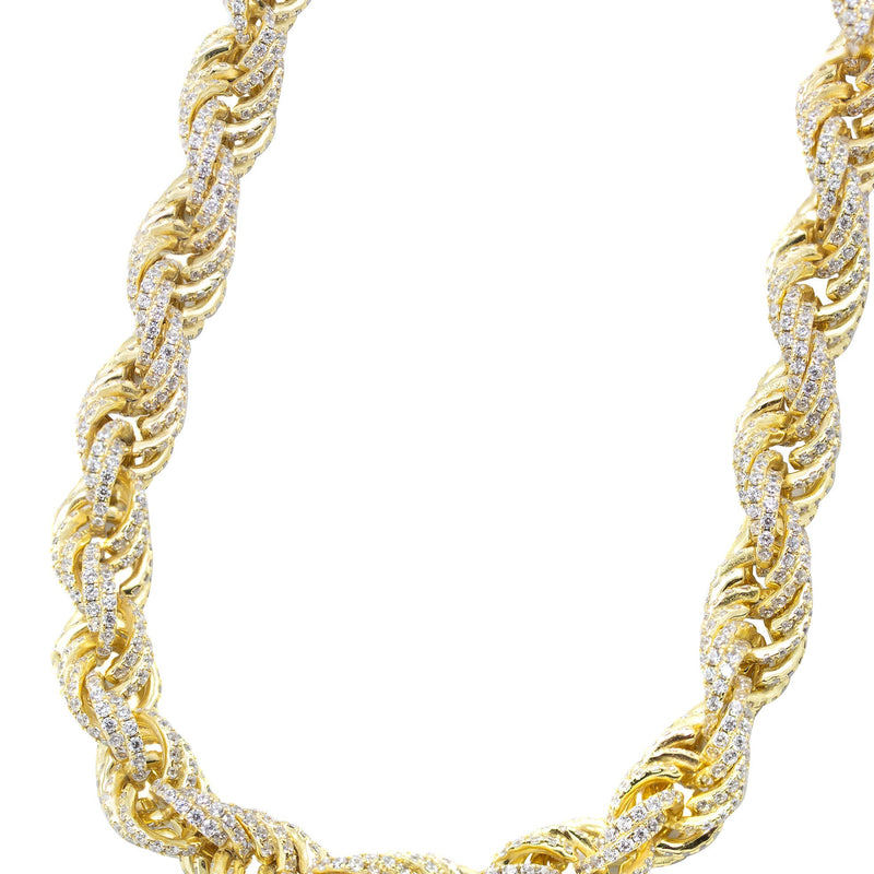 Silver Chain -  Gold Iced Out Rope Chain